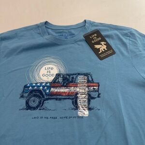 NWT Life Is Good Land Of The Free Home Of My Dog Crusher Blue T-Shirt Size XL